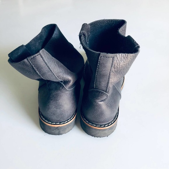 Roots Canada SZ 7 Dark Smoky Gray Leather Moto Ankle Boot Style 651 - Picture 5 of 10